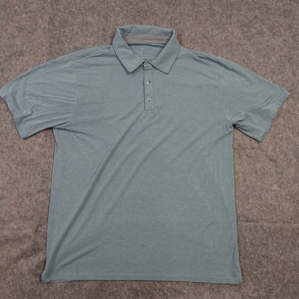 Free Fly Shirt Mens Large‎ Polo Short Sleeve Bamboo Blue Casual Sustainable